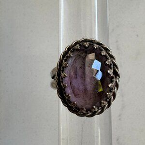 Vintage Amethyst Faceted "Cat's Eye" Ring size 7.5 - 8